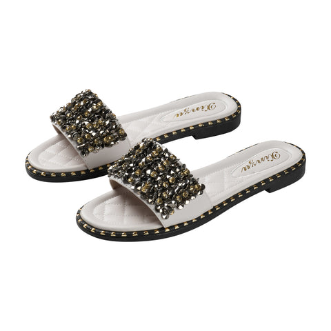 Anti-Slip Slide Sandals with Rhinestone-Embellished Foot Straps, CS300030 (Ver.2)