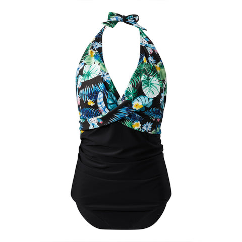 Deep V-neck Halter Neck One-Piece Swimsuit, CC060060 (Ver.2)