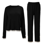 Long Sleeve Top and Wide Leg Pants Loungewear Set, WO0711