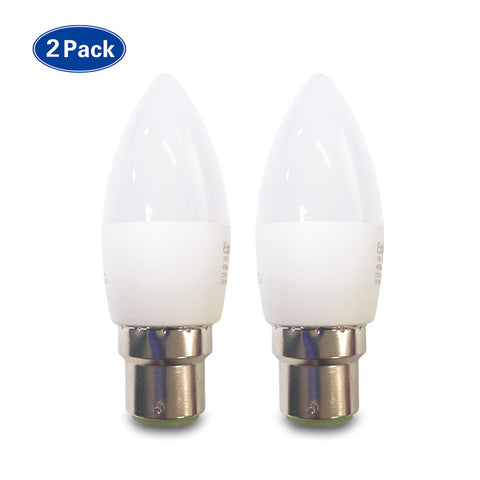 5W LED Candle Light Bulb B22, 4200K, Pack of 2, Clampshell, AJ0370