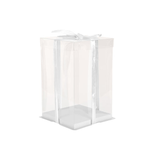Clear Plastic Cake Gift Box with Ribbon, SC0989