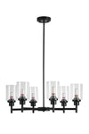 Black 6-Light Pendant Light with Glass Lampshade, LG1393