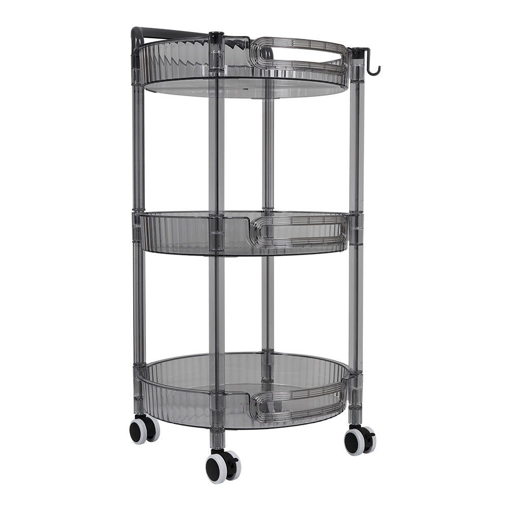 3-Tier Multifunction Floor-standing Plastic Round Storage Cart Organiz ...