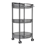 3-Tier Multifunction Floor-standing Plastic Round Storage Cart Organizer Rack, KT0144