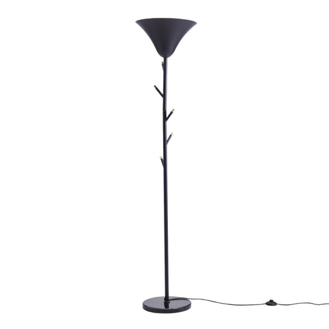 Modern Black E14 1-Light Floor Lamp with Coat Rack, FI1135