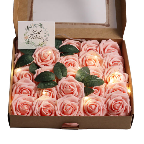 25Pcs Artificial Roses Flowers Box Set, HF1086