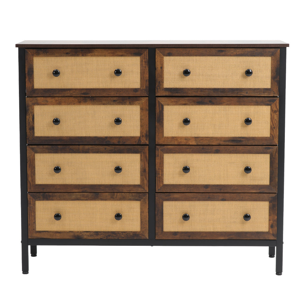 H&O Direct 8-Drawer Rustic Rattan Storage Cabinet, XY0418 – EVER STRONG