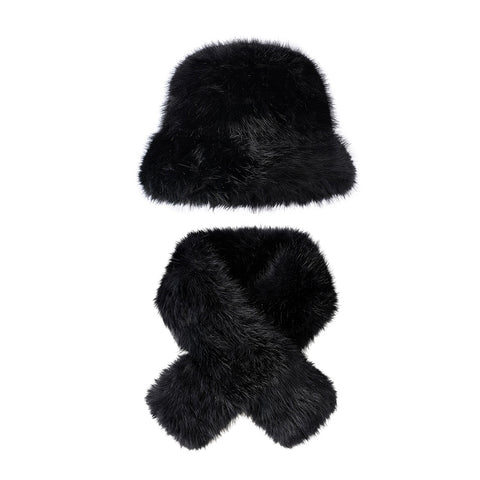 Winter Faux Fox Fur Hat and Scarf Set, CA060032