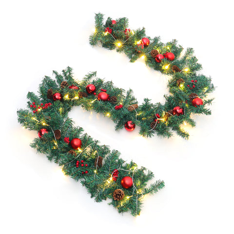 Livingandhome Artificial Christmas Garland Door Decoration with LED, PM1112