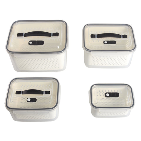 Set of 4 Refrigerator Organiser Transparent Food Storage Containers, WM0978 (Ver.2)