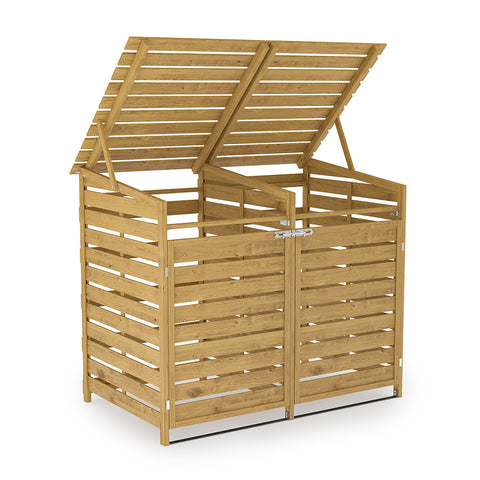 Outdoor Spruce Wood Garbage Can Garden Storage Shed, AI0982