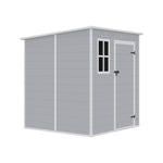 6 x 6FT Durable PP Storage Shed with Pent Roof, Window, Vent, PM1697PM1698