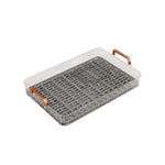 Livingandhome Rectangle Drainer Tray Serving Tray with Handle, WM0332