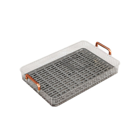Livingandhome Rectangle Drainer Tray Serving Tray with Handle, WM0332