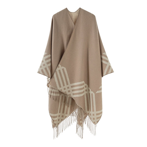 Oversized Open Front Shawl Wrap with Tassel, CA290099