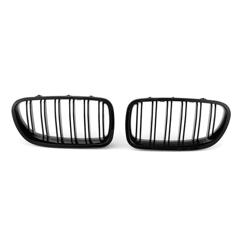 Gloss Black Dual Slat Front Kidney Grilles for BMW F10/F11 5 Series (2011-2016), UA130026