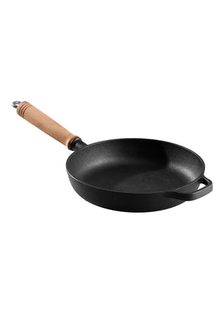 Round Cast Iron Skillet with Removable Wooden Handle, WB0172