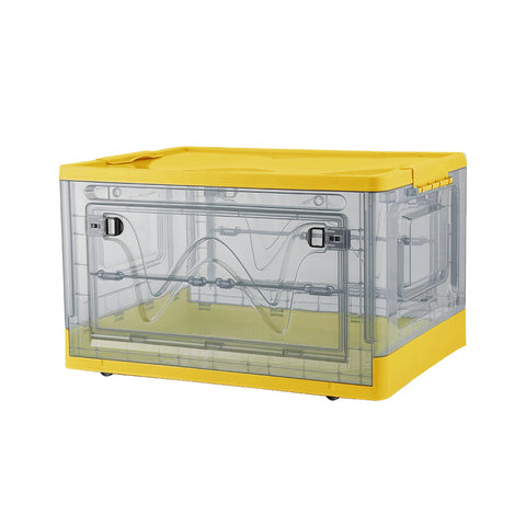Livingandhome Transparent Folding Storage Box with Wheels, WH1242