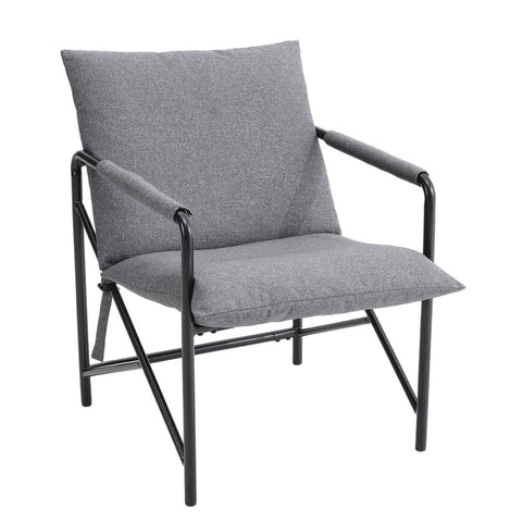 Livingandhome Modern Minimalist Linen Armchair with Metal Frame, XY0325
