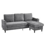 Chenille Upholstered L-Shaped 3-Seater Sectional Sofa with Ottoman, FL050154FL050155