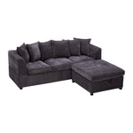 Chenille Upholstered 3-Seater Corner Sofa with Footstool, ZH1795ZH1796