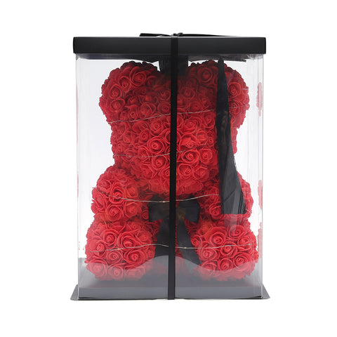 Bow-knot Rose Teddy Bear Doll with Gift Box and Lights, SC0587