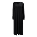 Cotton Button V-neck Long-Sleeve Nightdress, WO0689