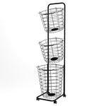 3-Tier Iron Rolling Laundry Basket with Wheels, WH0871