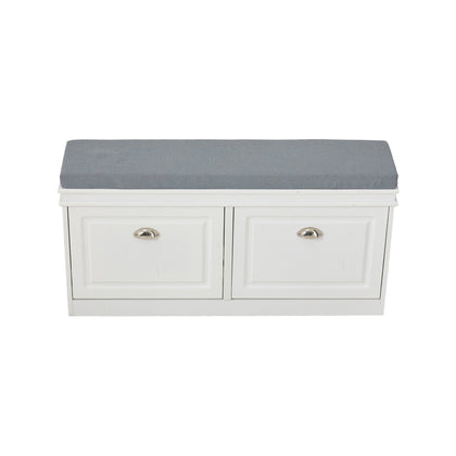 Shoe Storage Bench with Flip-Drawers and Seat Cushion, FL280056 (Ver.2)
