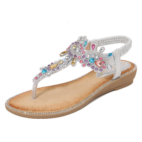 Pair of Casual Rhinestone Bohemian Flip Flops Sandals, JW0079 (Ver.2)