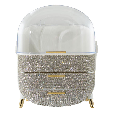 Countertop Portable Oval Makeup Storage Box with Transparent Cover, BM070021 (Ver.2)