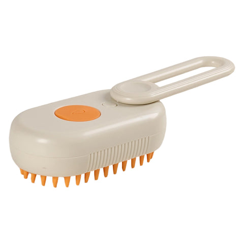 Compact Khaki Pet Steam Brush with 360-Degree Rotatable Handle, PC390017 (Ver.2)