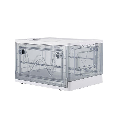 Livingandhome Transparent Folding Storage Box with Wheels, WH1243
