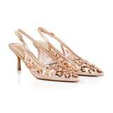Pointed-Toe Slingback Heels with Adjustable Buckle Strap, CS300735