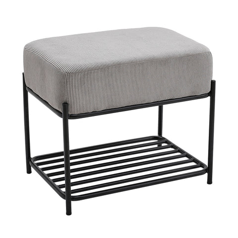 Livingandhome Rectangular Corduroy Footstool with Metal Frame, ZH1378