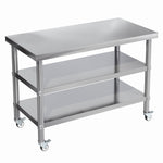 3-Tier Commercial Stainless Steel Prep Table with Wheels, AI1525