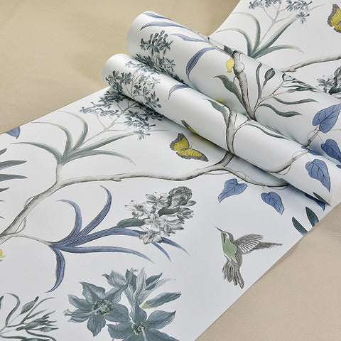 Decorative Flower Trees Birds Wallpaper Roll, HF0687