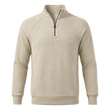Long-Sleeve Half-Zip Ribbed Knit Mock Neck Sweatshirt, CC291307