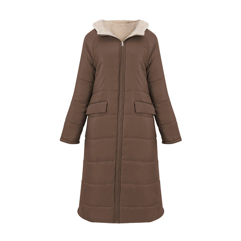 Reversible Mid-length Hooded Cotton Coats for Casual Winter Style, WO0375