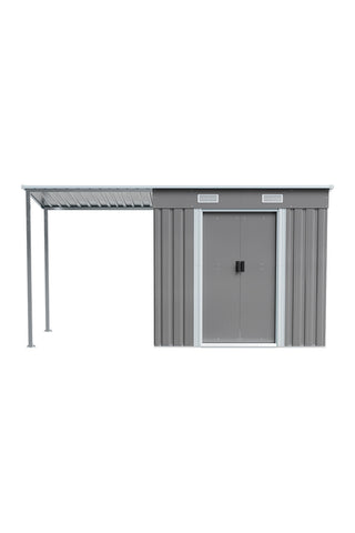 Outdoor Metal Storage Shed with Lean-to, PM1295PM1296