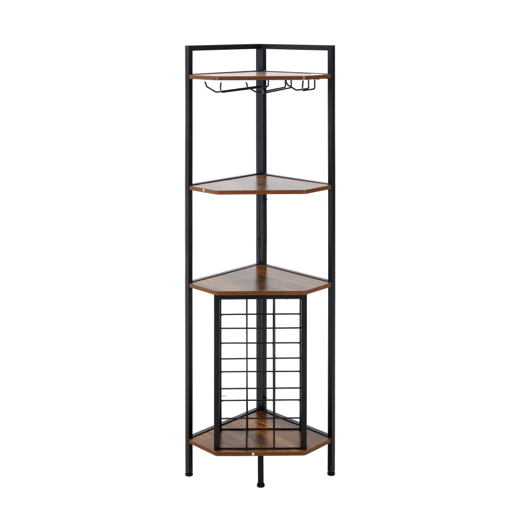 Freestanding Corner Wine Rack with Glass Holder and Bottle Storage, XY ...