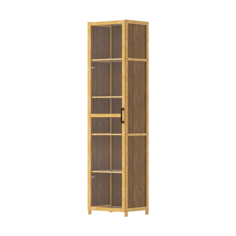 5-Tier Narrow Bookcase Storage Cabinet with Acrylic Door, FL250068
