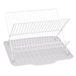2 Tier Foldable Countertop Dish Drying Rack with Drip Tray, HM320011