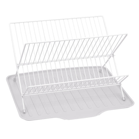 2-Tier Foldable Countertop Dish Drying Rack with Drip Tray, HM320011 (Ver.2)