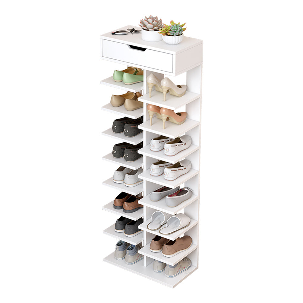 9 Tier Shoe Rack with Drawer Organizer Storage Shelf Hallway Shoe Rack ...