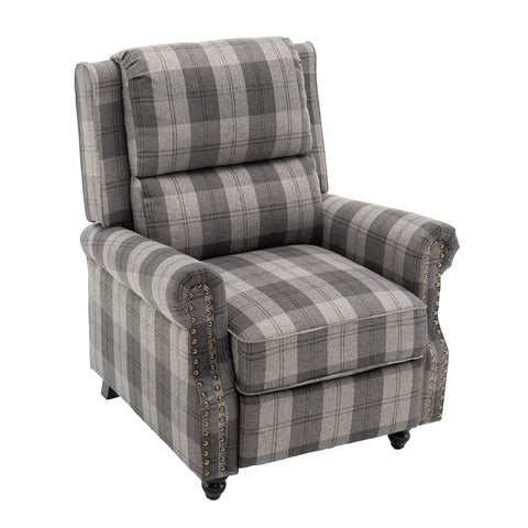 Modern Linen Upholstered Push Back Recliner Armchair with Adjustable Backrest & Hidden Footrest, FL050050 (Ver.2)