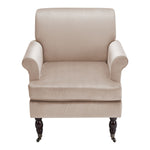 Livingandhome Contemporary Velvet Armchair with Wood Legs and Front Casters, FA0022