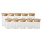 10-tlg. Glas-Vorratsgläser Set mit Bambusdeckeln und Messlöffel – luftdicht, beschriftbar und spülmaschinengeeignet [Vorratsgläser Set 10-tlg. Glas Bambusdeckel Transparent Luftdicht], HS080003(DE)