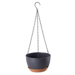 2Pcs Hanging Round Plant Pot Set with Drainage Holes and Removable Water Trays, YZ0012