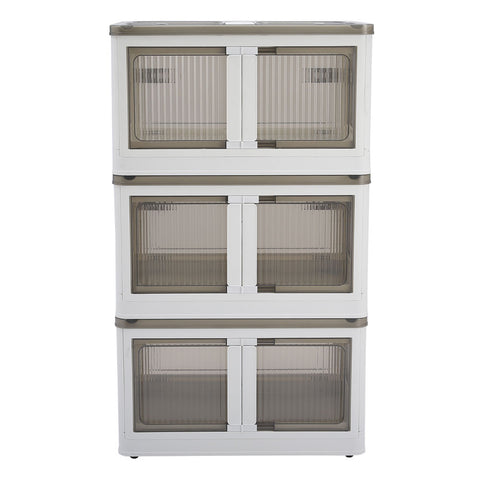 3PCS Transparent Folding Storage Box with Wheels, WZ0104